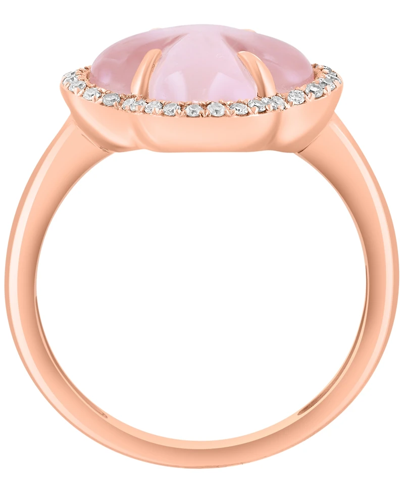 Effy Collection Diamond (1/6 ct. t.w.) & Pink Quartz (2-5/8 ct. t.w.) Ring in 14k Rose Gold