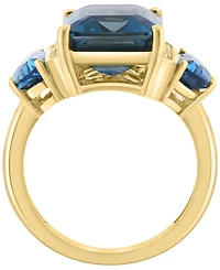 Effy Collection Diamond (1/4 ct. t.w.) & London Blue Topaz (11 ct. t.w.) Ring in 14k Yellow Gold