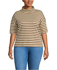 Lands' End Plus Elbow Sleeve Supima Cotton Relaxed Turtleneck