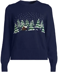 Lands' End Women's Drifter Modern Jacquard Crew Neck Sweater
