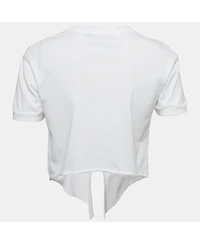 Pre-Owned Dolce & Gabbana Women's Logo Embroidered Jersey Crop T-Shirt