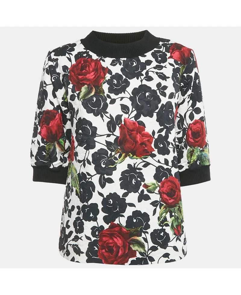 Pre-Owned Dolce & Gabbana Women's Rose Print Jacquard Jumper