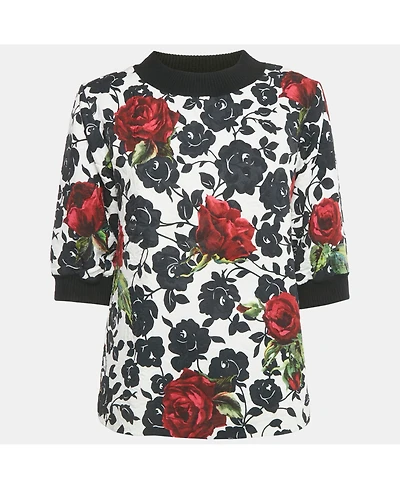 Pre-Owned Dolce & Gabbana Women's Rose Print Jacquard Jumper