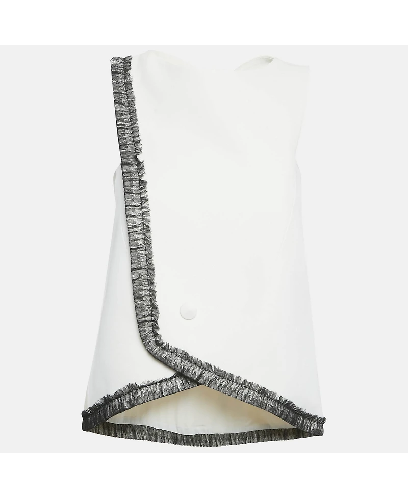 Pre-Owned Balenciaga Women's Crepe Lace Trimmed Sleeveless Blouse