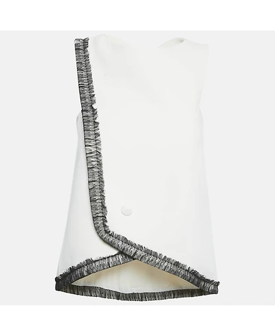 Pre-Owned Balenciaga Women's Crepe Lace Trimmed Sleeveless Blouse