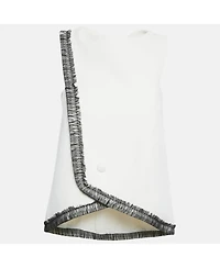 Pre-Owned Balenciaga Women's Crepe Lace Trimmed Sleeveless Blouse