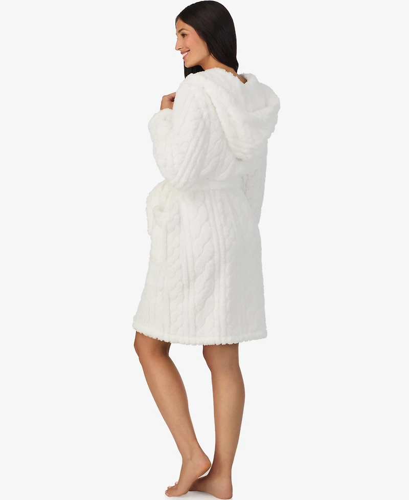 Cuddl Dud Women's Short Long-Sleeve Hooded Wrap Robe