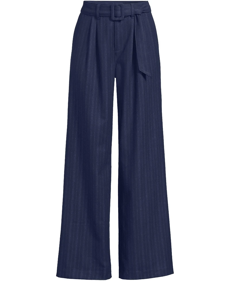 Lands' End Women's Brushed Flannel Mid Rise Wide Leg Trousers