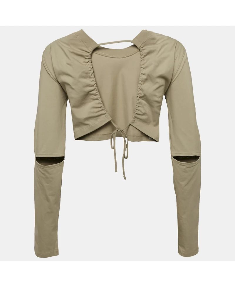 Pre-Owned Jacquemus Women's Sage Green Cotton Open Back Crop T-Shirt