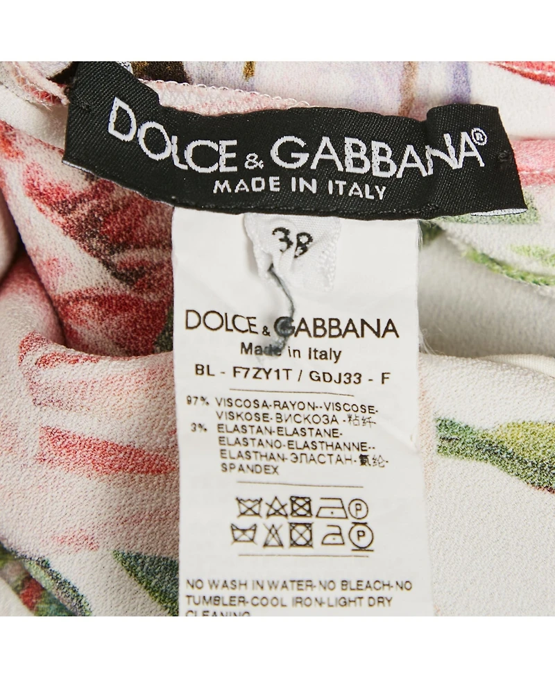 Pre-Owned Dolce & Gabbana Women's Floral Print Crepe Ruffled Top