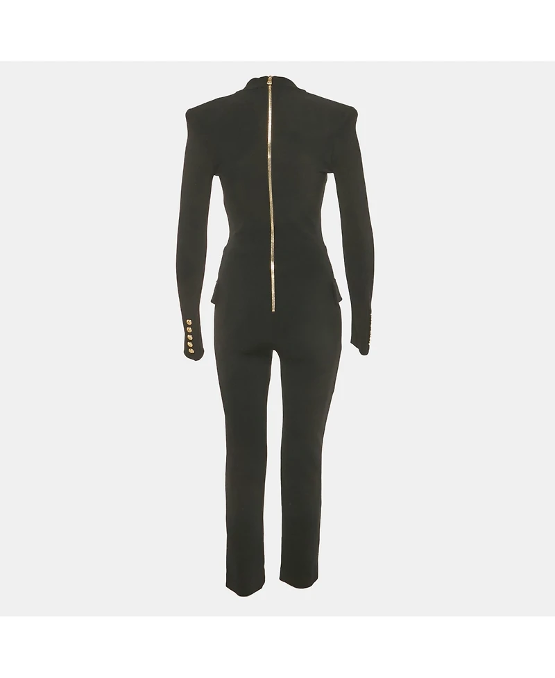 Pre-Owned Balmain Women's Black Double Breasted Jersey Tailored Jumpsuit