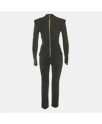 Pre-Owned Balmain Women's Black Double Breasted Jersey Tailored Jumpsuit