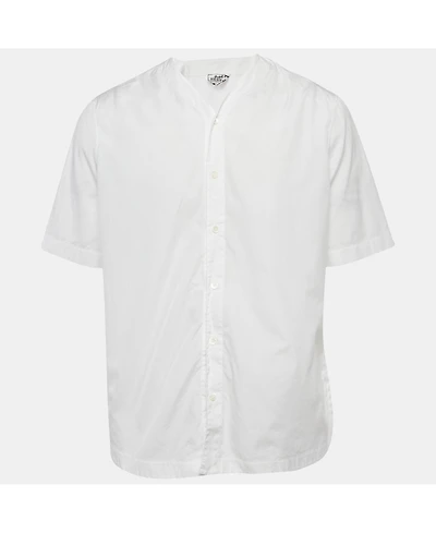 Pre-Owned Hermes Men's White Cotton Collarless Shirt