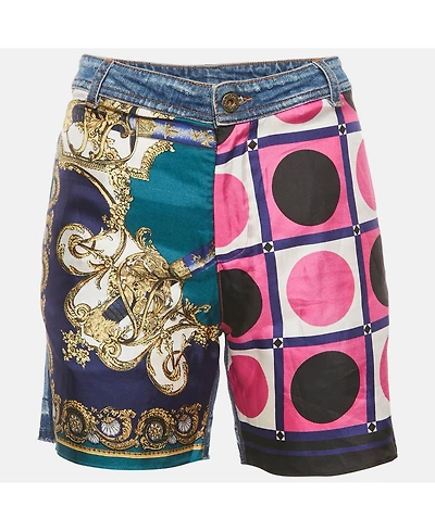 Pre-Owned Dolce & Gabbana Women's Pre-Owned D&g Multicolor Patchwork Denim Bermuda Shorts
