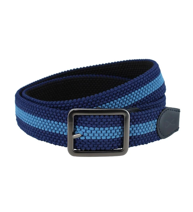 Trafalgar Big & Tall Arturo Black and Blue Striped Reversible Braided Casual Golf Belt