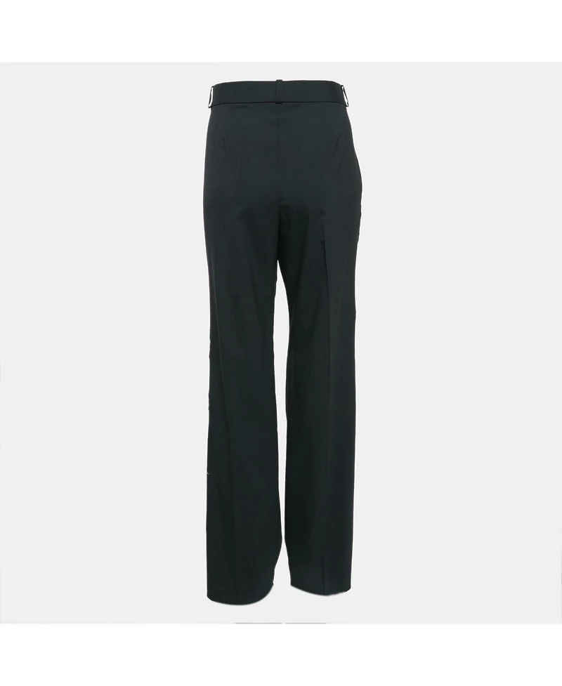 Pre-Owned Versace Women's Black Cut-Out Embellished Cotton Trousers
