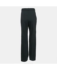 Pre-Owned Versace Women's Black Cut-Out Embellished Cotton Trousers