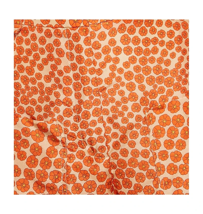 Pre-Owned Stella Mccartney Women's Orange Ditsy Floral Print Silk Trousers