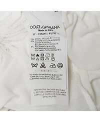 Pre-Owned Dolce & Gabbana Women's White Modal & Lace Trim Crew Neck Top