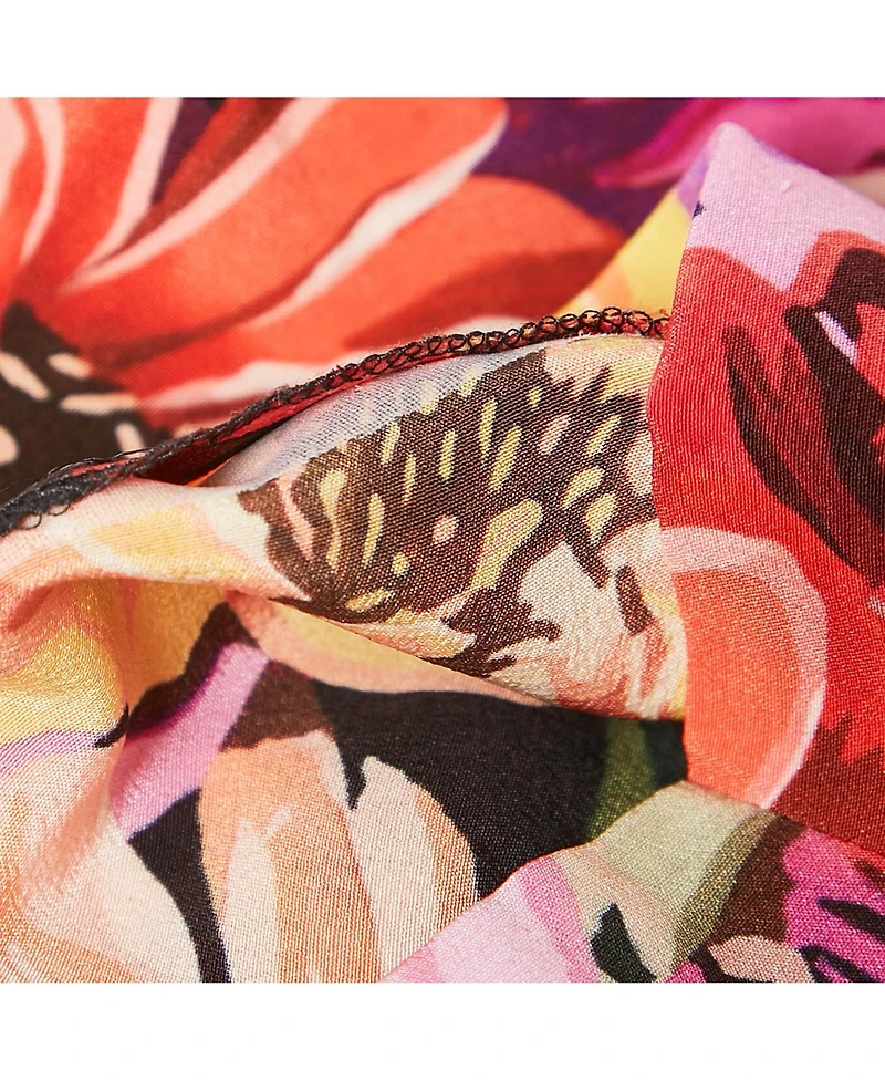 Pre-Owned Stella Mccartney Women's Red Floral Print Silk Tie-Up Trousers