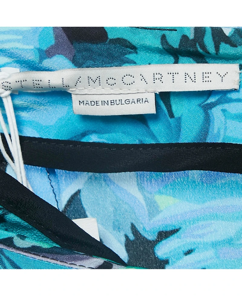 Pre-Owned Stella Mccartney Women's Blue Floral Print Silk Tie-Up Trousers