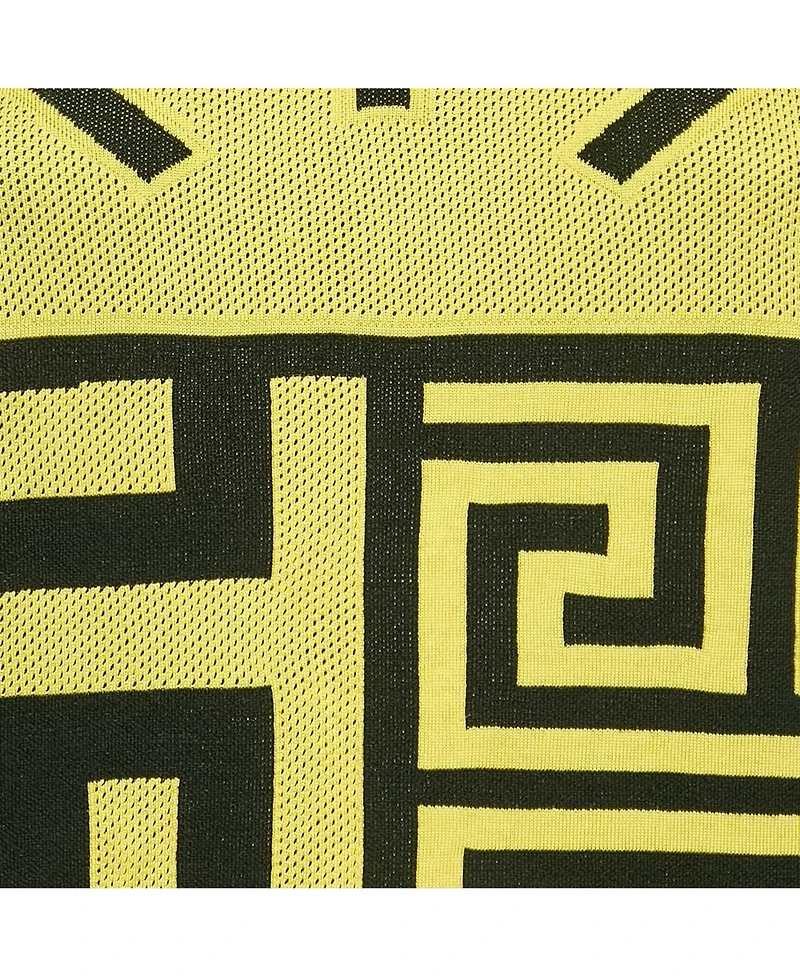 Pre-Owned Versace Women's Black/yellow Greca Pattern Jersey Crewneck Sweatshirt