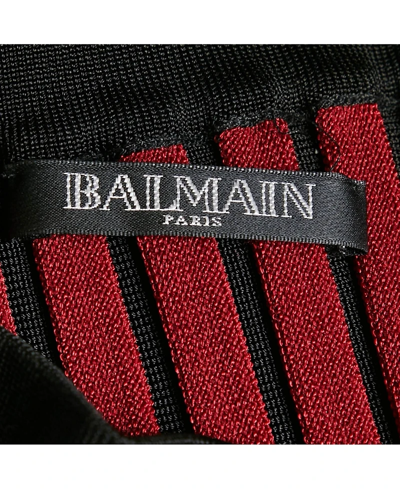 Pre-Owned Balmain Women's Black Knit Corset Zip-Up Strapless Crop Top