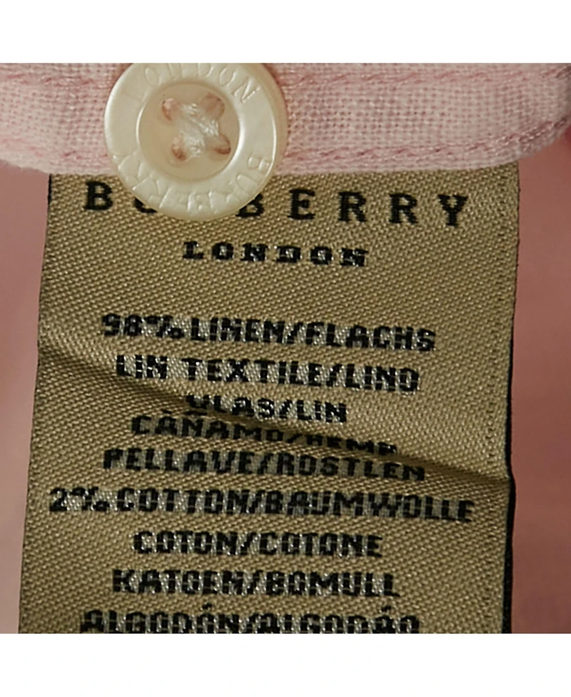 Pre-Owned Burberry Men's Pink Linen Long Sleeve Shirt