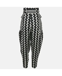 Pre-Owned Stella Mccartney Women's Striped Jacquard Silk Belted Trousers