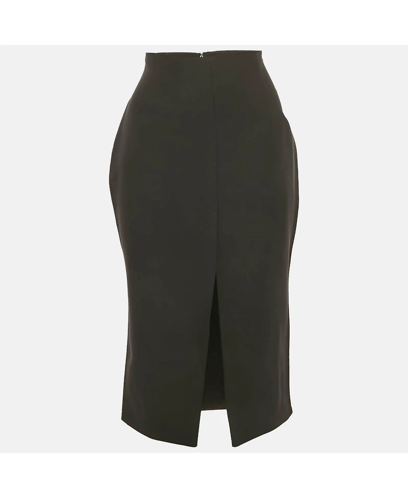 Pre-Owned Versace Women's Black Silk Front Slit Detail Pencil Skirt