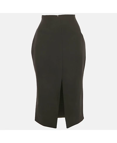 Pre-Owned Versace Women's Black Silk Front Slit Detail Pencil Skirt