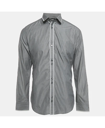 Pre-Owned Dolce & Gabbana Men's Grey Stripe Cotton Button Front Shirt