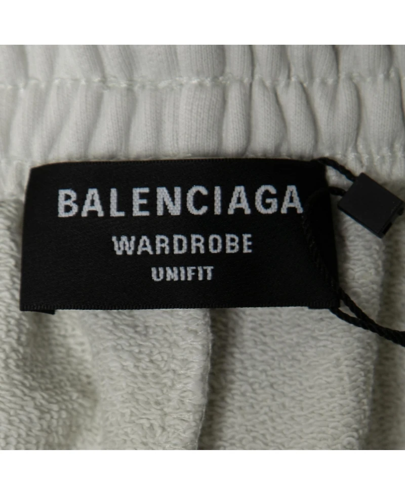 Pre-Owned Balenciaga Men's White Logo Embroidered Cotton Shorts
