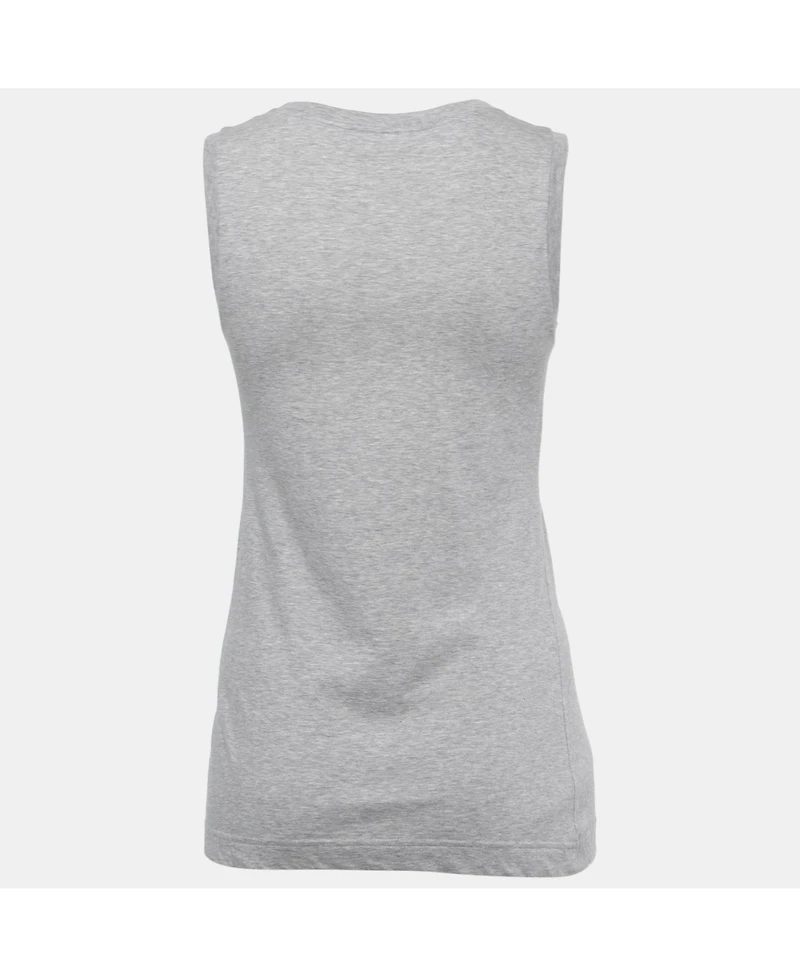 Pre-Owned Dolce & Gabbana Women's Grey Cotton Love Lace Patterned Tank Top