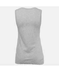 Pre-Owned Dolce & Gabbana Women's Grey Cotton Love Lace Patterned Tank Top