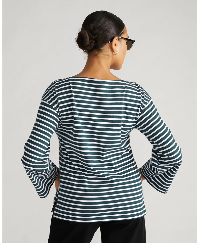 Universal Standard Plus Montauk Breton Stripe Bell Sleeve Top