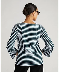 Universal Standard Plus Montauk Breton Stripe Bell Sleeve Top