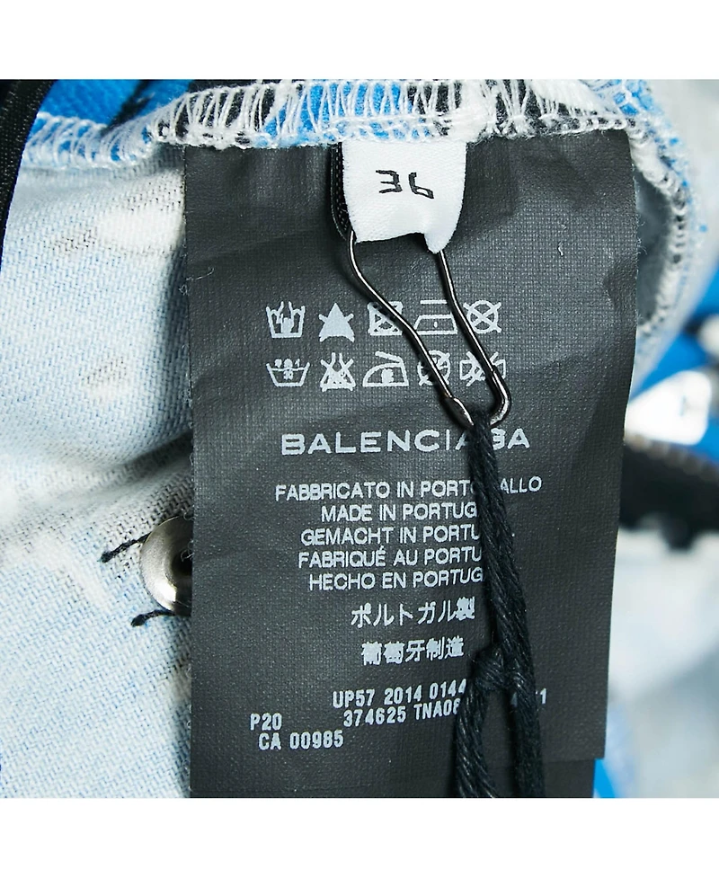 Pre-Owned Balenciaga Women's Blue Printed Denim Skinny Jeans