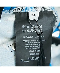 Pre-Owned Balenciaga Women's Blue Printed Denim Skinny Jeans