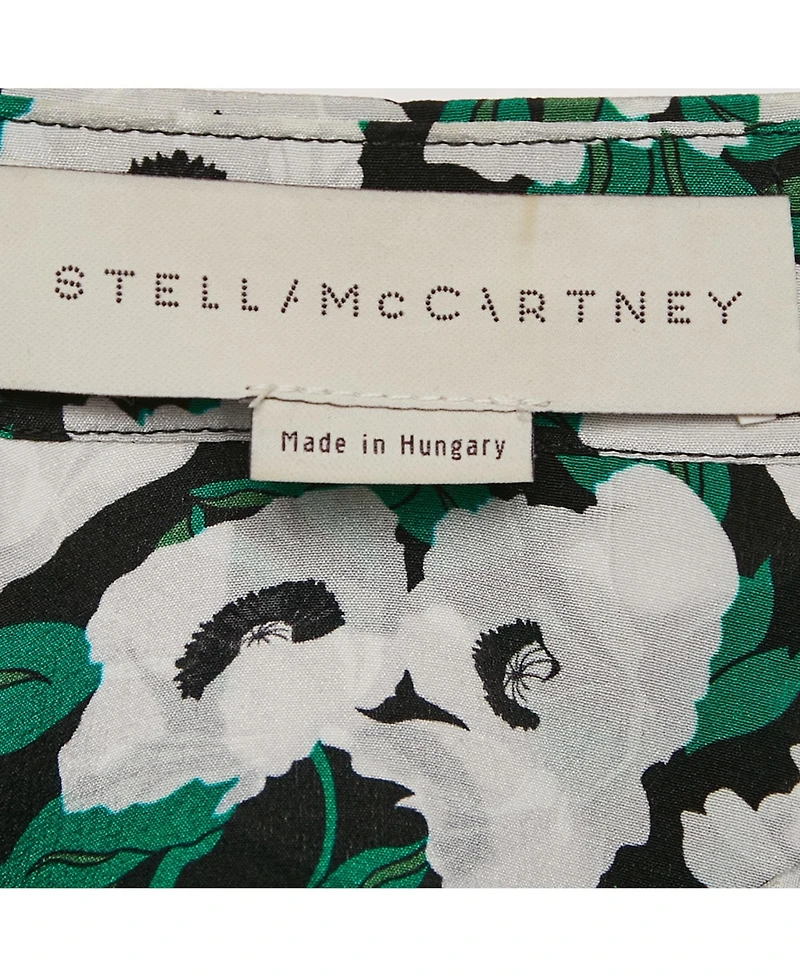 Pre-Owned Stella Mccartney Women's Green Floral Print Silk Long Sleeve Shirt