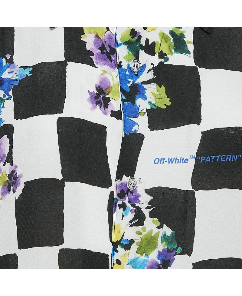 Pre-Owned Off-White Women's Check Floral Print Crepe Shirt