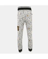 Pre-Owned Dolce & Gabbana Women's White Graffiti Print Jersey Cotton Knit Joggers