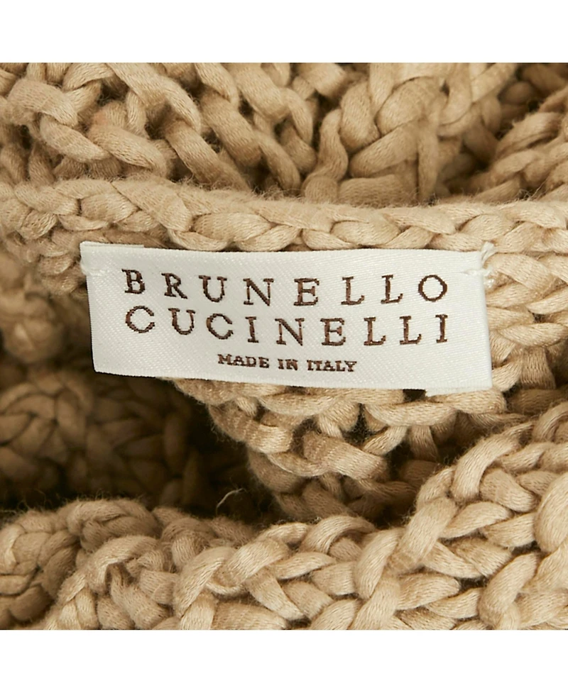 Pre-Owned Brunello Cucinelli Women's Beige Chunky Knit Zip-Up Cardigan