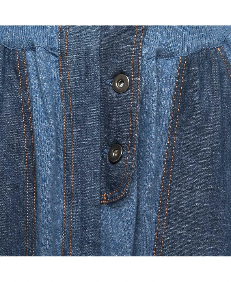 Pre-Owned Stella Mccartney Women's Blue Knit Ruched High Pants