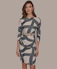 Donna Karan New York Women's Abstract Print Belted Sheath Dress