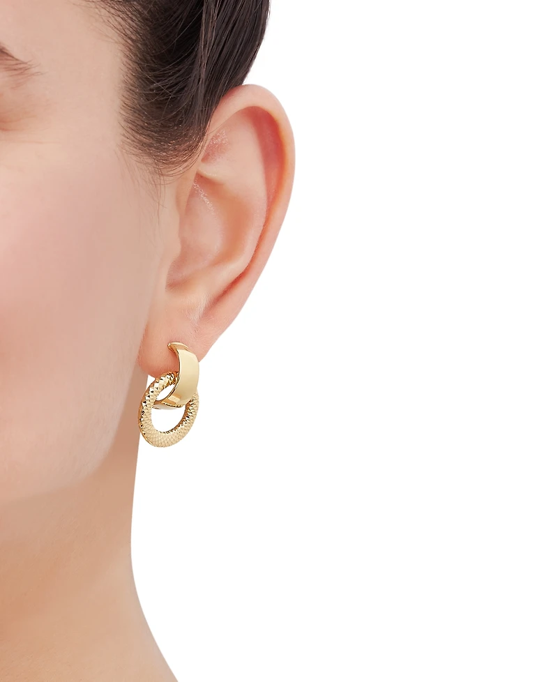 Italian Gold Polished Door Knocker Drop Earrings in 14k Yellow Gold