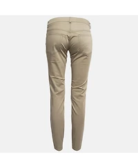 Pre-Owned Dolce & Gabbana Women's Green Contrast Side Trim Cotton Slim Trousers