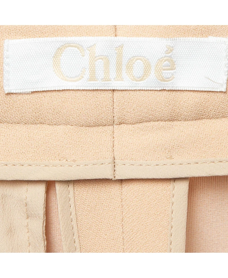 Pre-Owned Chloe Women's Light Beige Crepe Trousers