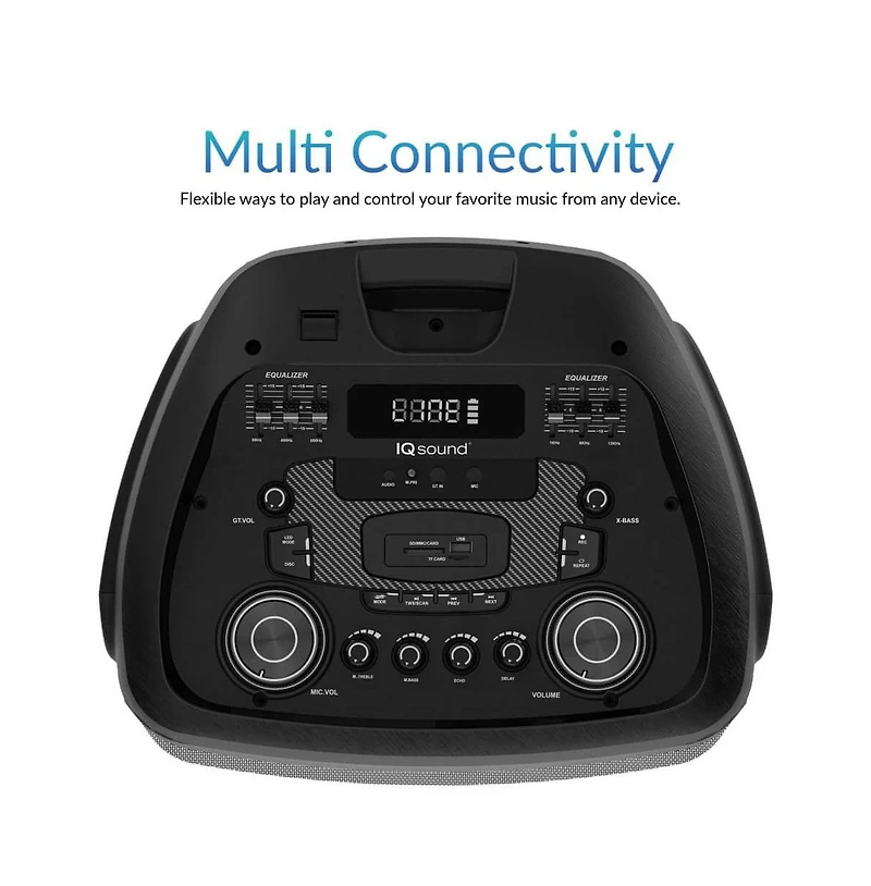 Supersonic 2×15" Bluetooth Light Show Party Speaker with Wireless Microphone and Remote