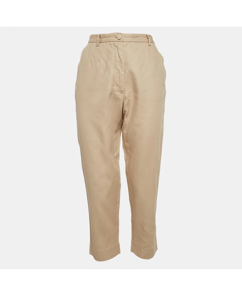 Pre-Owned Dolce & Gabbana Women's Beige Cotton Blend Trousers